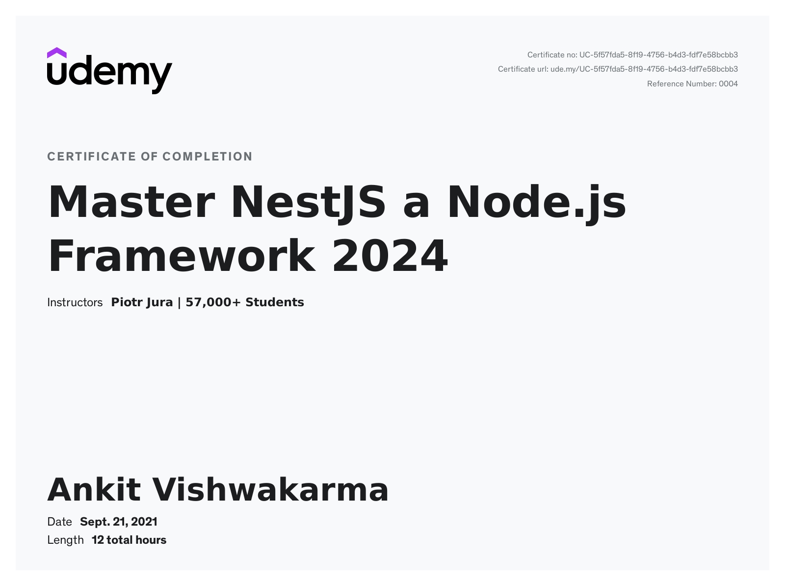 NestJS Certificate